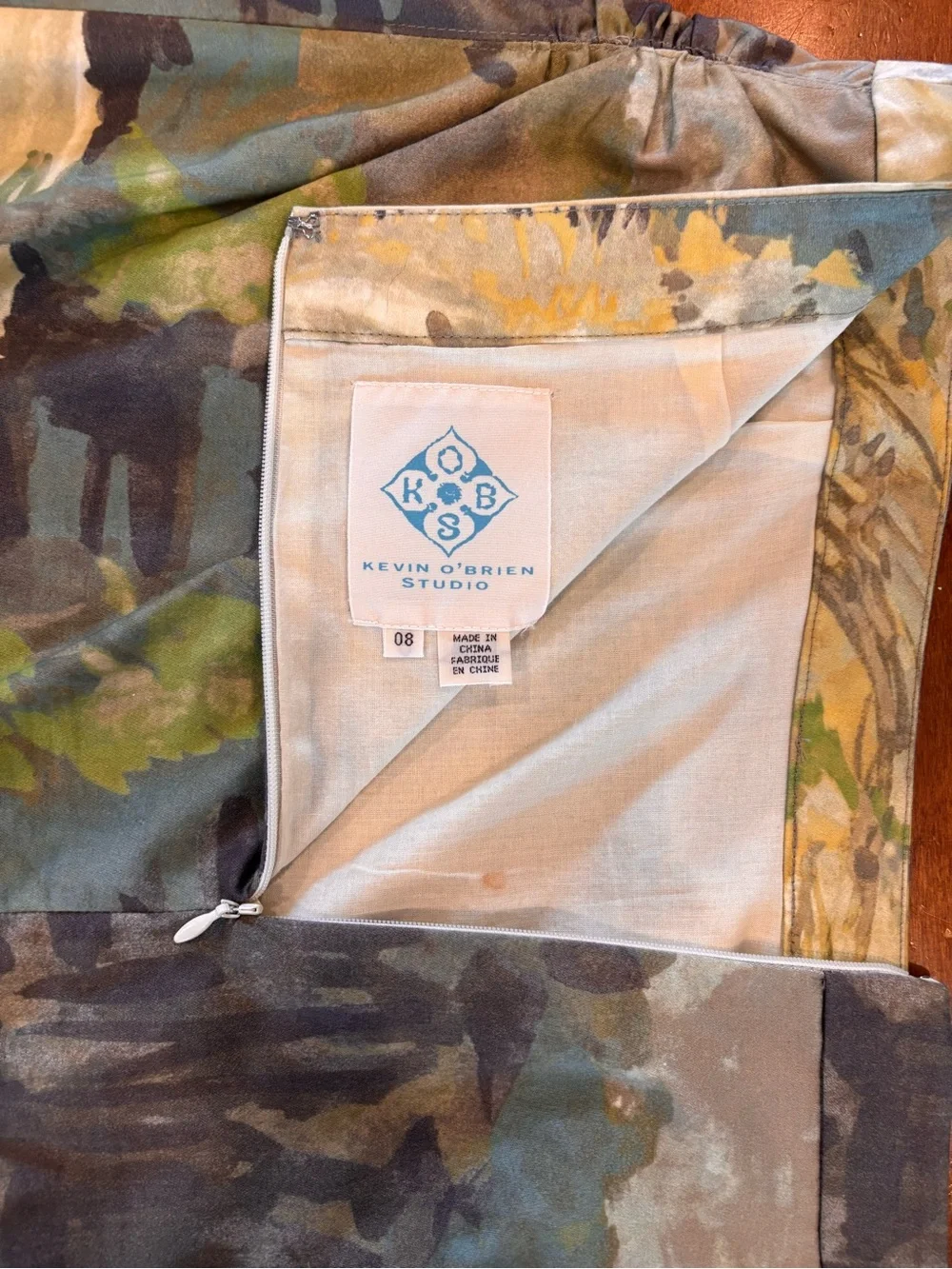 Anthropologie Kevin O’Brien Studio Terrain Watercolor Landscape Pencil Skirt US8